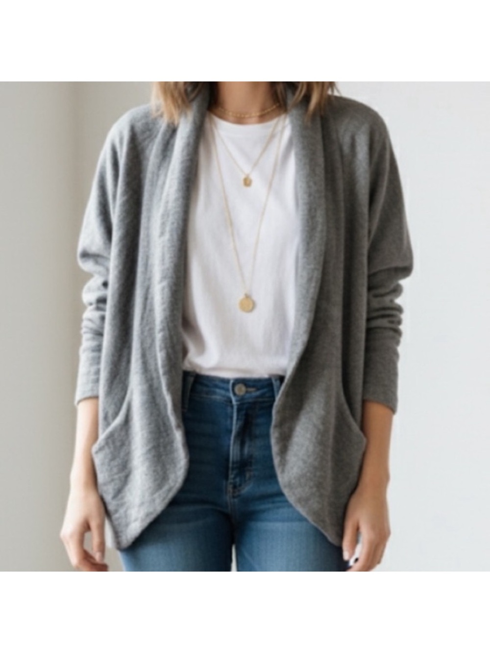 Aritzia Wilfred Chevalier Blazer Wool Grey Size Small Lightweight Knit